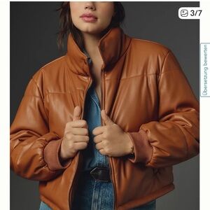 Anthropologie Tan Faux Leather Jacket